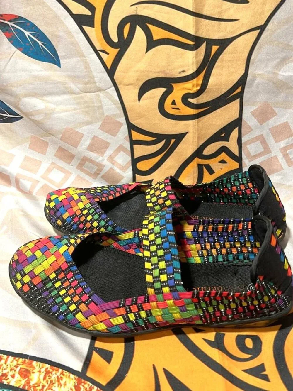 Bernie Mev Woven Elastic Flats Multicolor Comfort Shoes Size 40